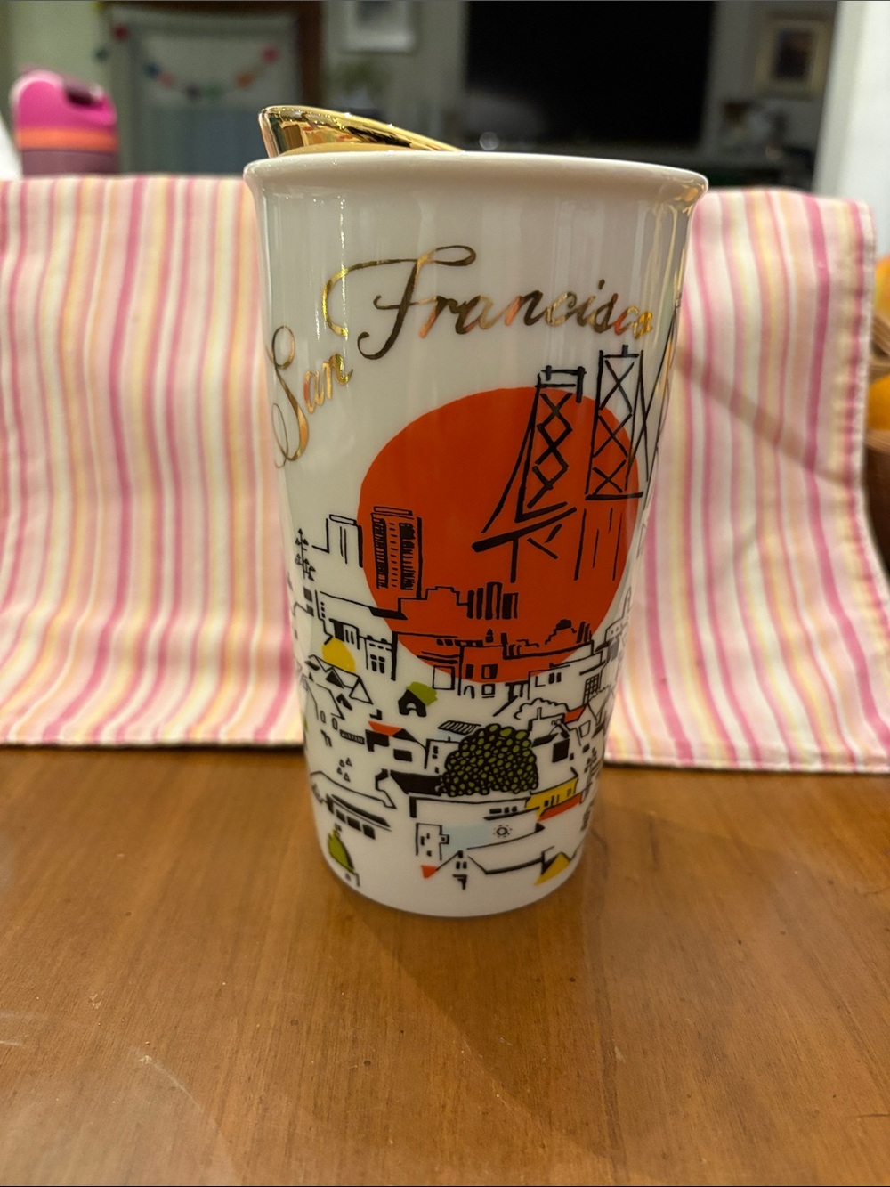 2015 Starbucks San Francisco Travel Coffee Mug Gold Lid